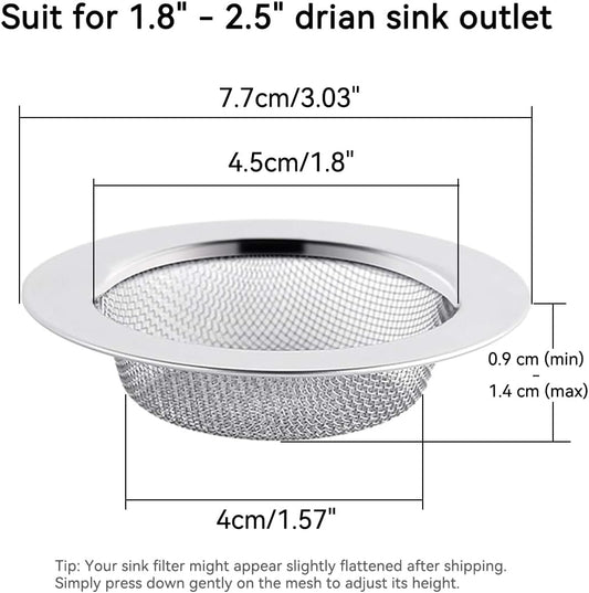 Stainless Steel Bathroom Shower Hair Filter Catcher Drain Cover Kitchen Sink Plug Strainer Hole Cover (Pack of 2)