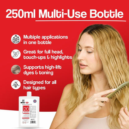 Creme Peroxide 6% (20 Volume) 250ml – Professional Hair Bleach Developer for Salon &amp; Home Use, Smooth Cream Formula for Safe, Even Lightening by Eternal Beauty