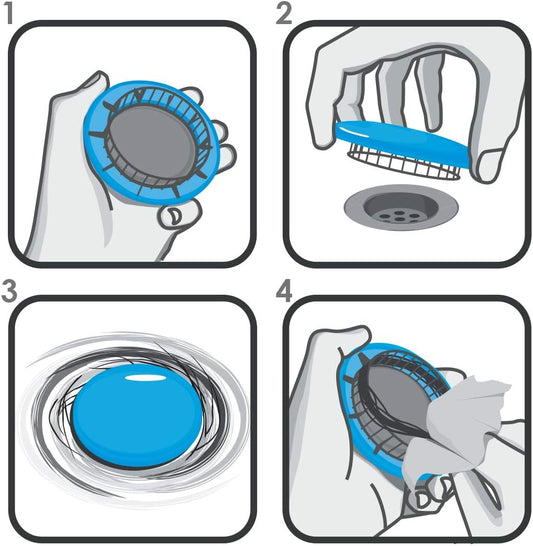 Tub Flo Stainless Steel Shower Drain Hair Catcher, Hair Stopper for Bathtub and Sink, Easy-Install Drain Filter, Fit for 0.75'' x 2.64" Sink Hole