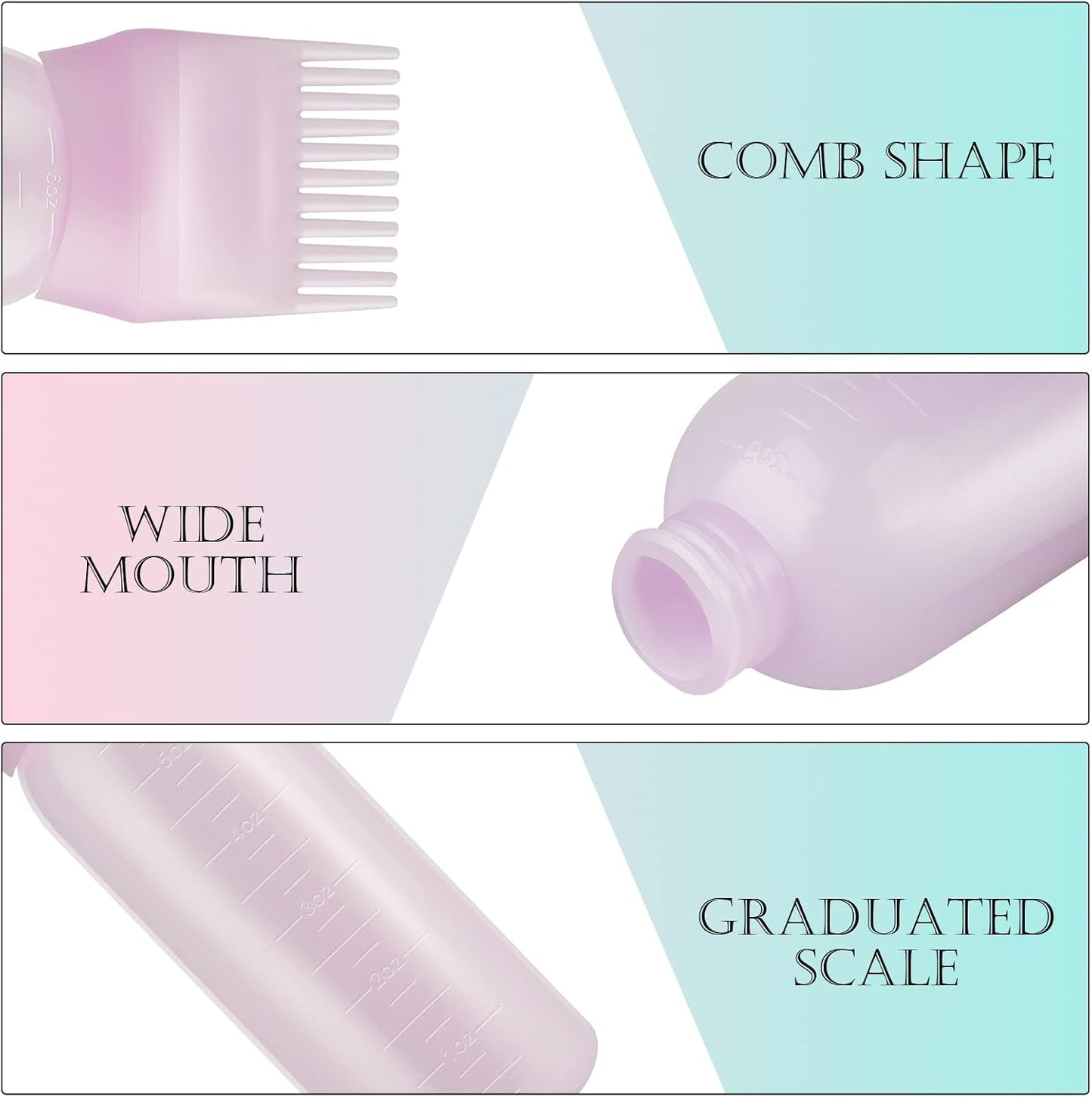 Root Comb Applicator Hair Dye 3 Pack Bottle with Graduated Scale