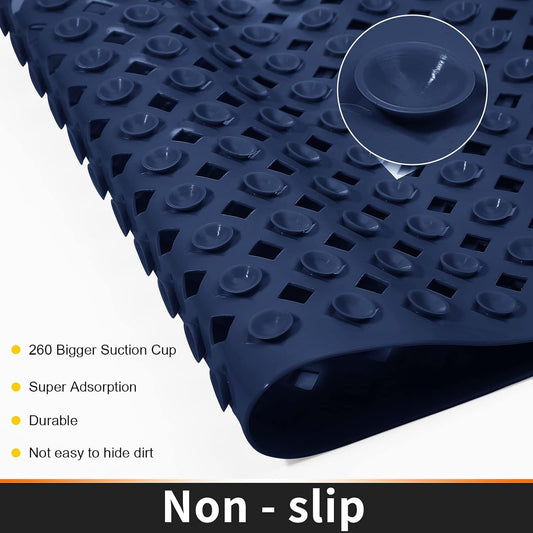 Yimobra Non Slip Bathtub Mat, Bath Mats for Tub, Shower Mat with Drain Holes Suction Cups, Machine Washable, BPA, Latex, Phthalate Free