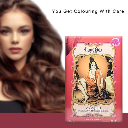 Fenny’s Creation Henne Color Mahogany Henna Powder 100g (Pack of 3) with free henna for hair (ACAJOU)