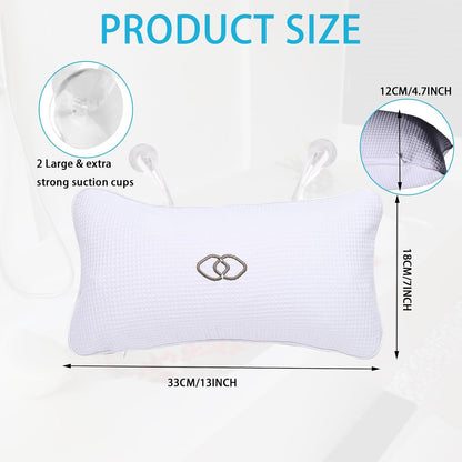 Anti-slip Non-Slip Bathtub Pillow,Home Spa Bath Cushion Inflatable Bath Pillow, Head Neck Back Shoulders Rest Relax Suction Cup Support for Hot Tub Bathroom Home Spa Headrest