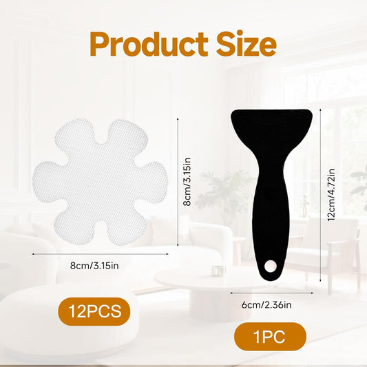 Non Slip Shower Stickers 12 Pcs, Anti Slip Flower Shape Bath Stickers Transparent Self-Adhesive Bathtub Stickers with Scraper Clear Anti Skid Tape for Floor Stairs Bath Shower Sliding Surfaces