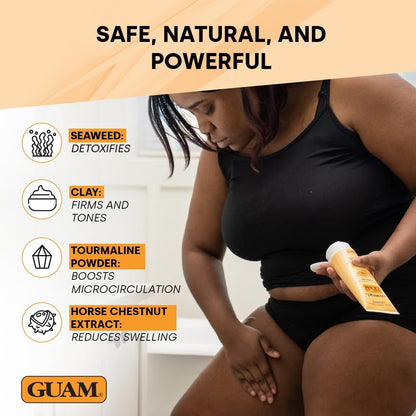 GUAM FIR Seaweed Mud Anti Cellulite Treatment + Tourmaline Cellulite Cream Gel Set, Body Leg &amp; Tummy Tightening Duo, 1kg Hot Body Wrap &amp; 250ml Slimming Mud Gel, Skin Firming and Smoothing Care