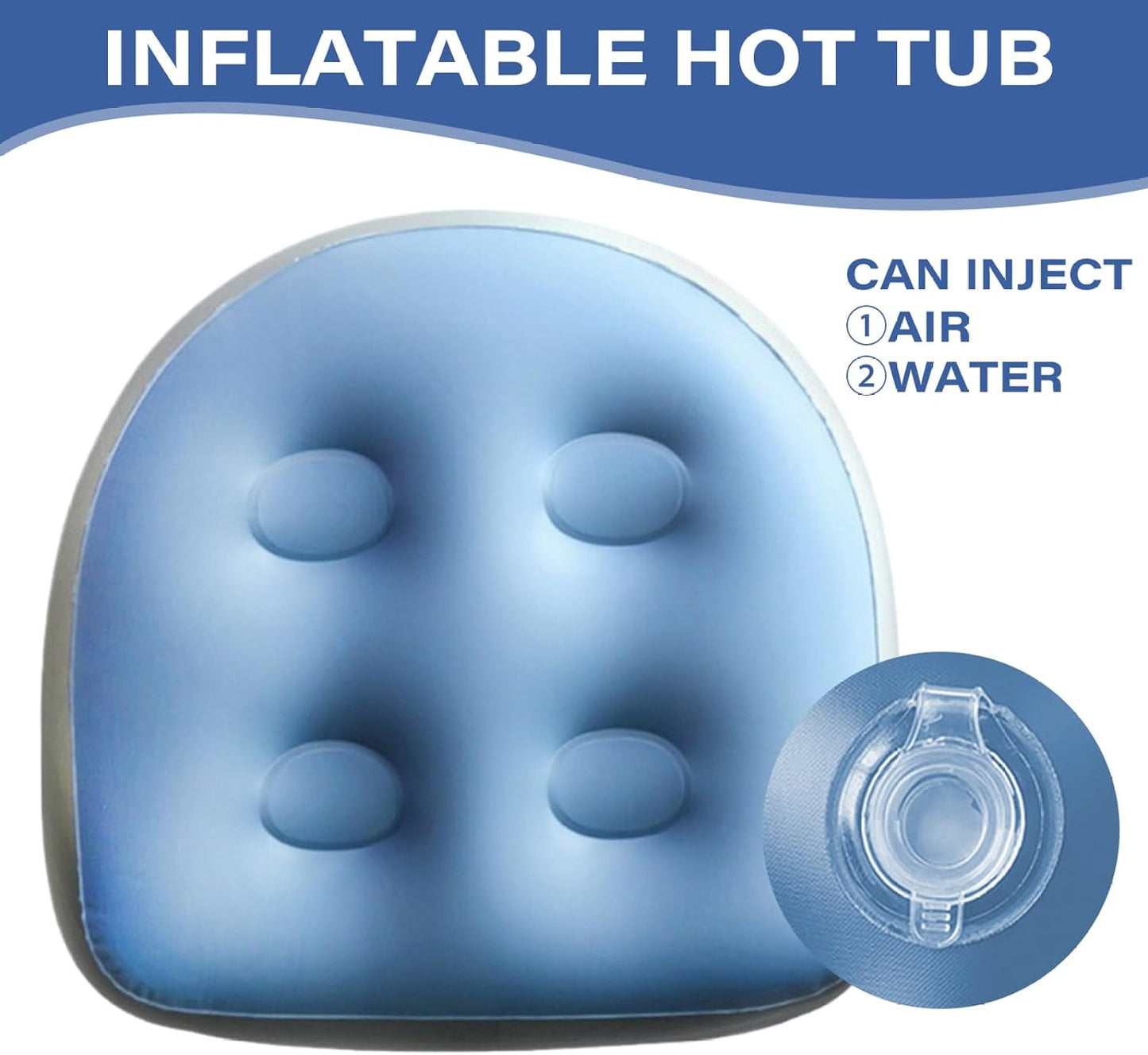 Bathtub Cushions, 2Pcs Inflatable Booster Seat 18.5x14.6x5.9'' Spa &amp; Back Support Inflatable Hot Tub Seat with Suction Cup Hot Tub Seat PVC Hot Tub Booster Seat for Adults, Blue