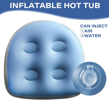 Bathtub Cushions, 2Pcs Inflatable Booster Seat 18.5x14.6x5.9'' Spa &amp; Back Support Inflatable Hot Tub Seat with Suction Cup Hot Tub Seat PVC Hot Tub Booster Seat for Adults, Blue