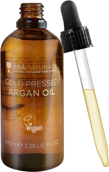 PraNaturals 100% Moroccan Pure Natural Argan Oil for Face &amp; Body 100ml – Rich in Vitamin E for Healthy Skin, Hair &amp; Nails – Food Grade, No Parabens or SLS – Vegan &amp; Cruelty-Free