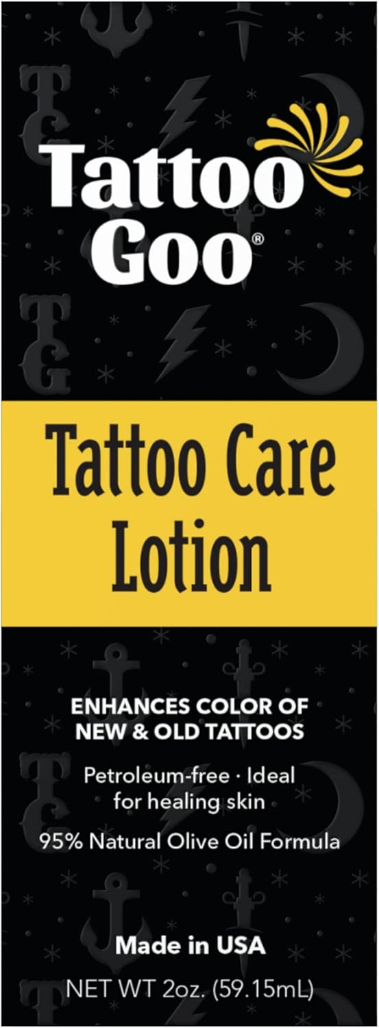 Tattoo Goo Aftercare Lotion 60 ml – Tattoo Moisturiser for New &amp; Healed Ink • Colour‑Enhancing • Non‑Greasy, Vegan Skin Care – Olive Oil + Panthenol