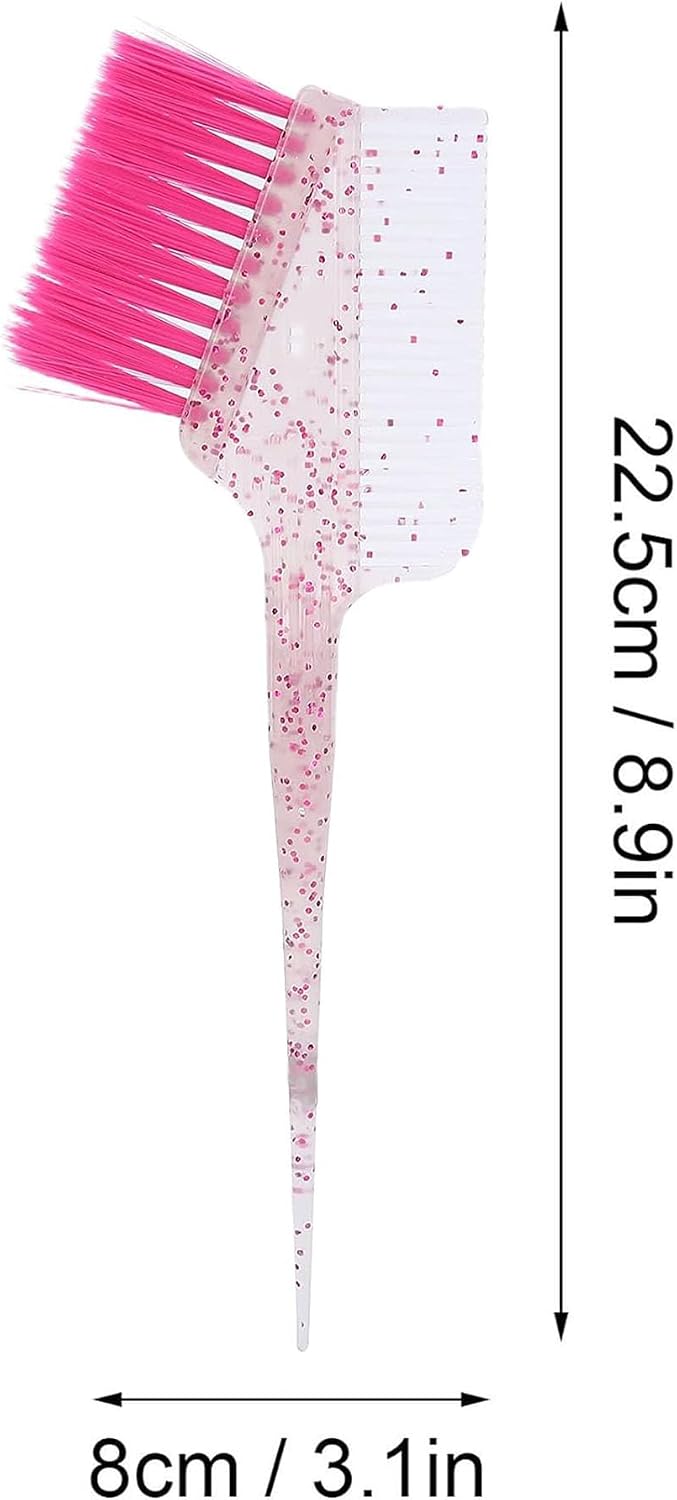 Eson Hair Tint Brush &amp; Comb, Hair Dye Brush, Salon Colour Applicator, Highlights &amp; Balayage, Chemical-Resistant, Heat-Resistant, Ergonomic Handle (Pink Glitter)