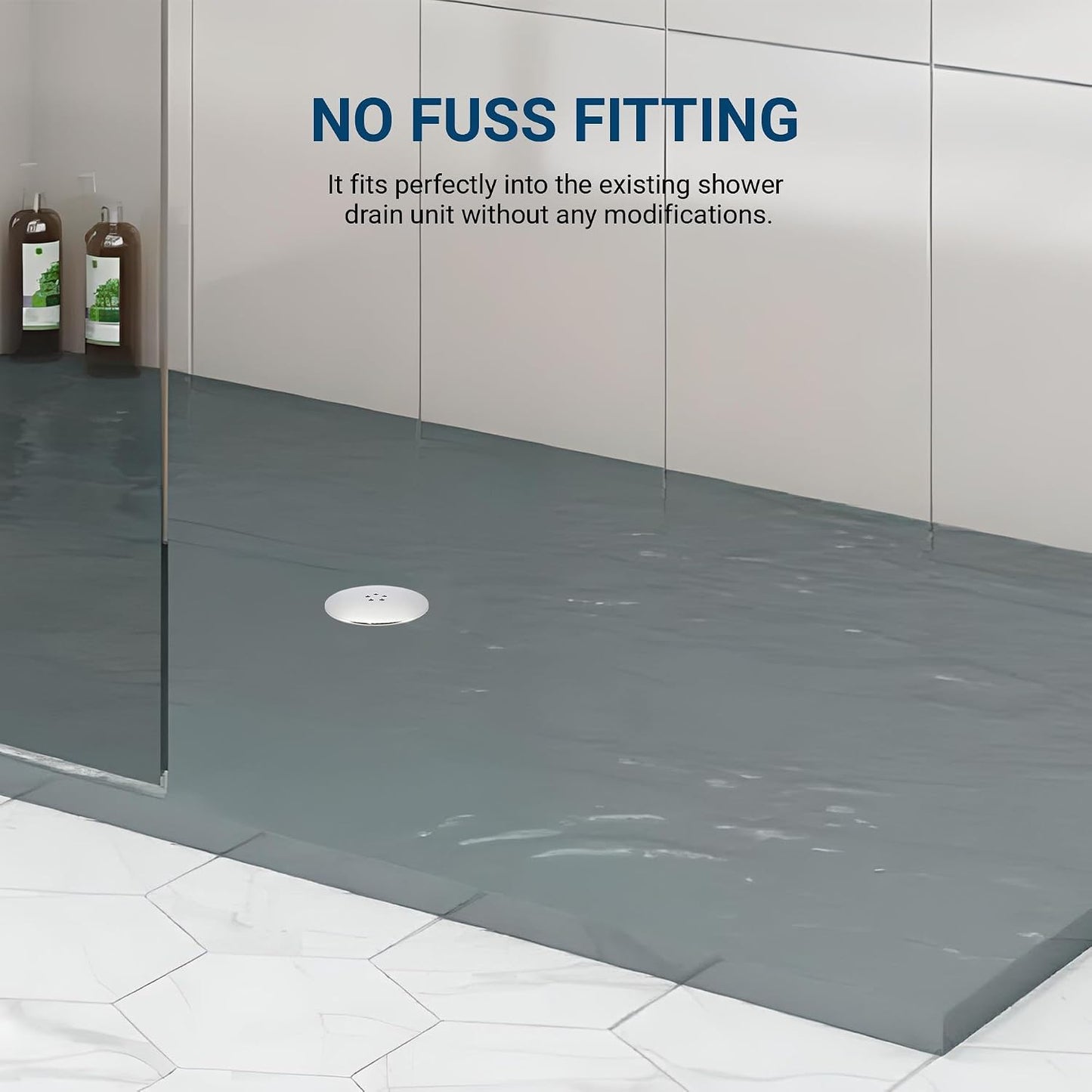 Shower Drain Cover 90mm/115mm | Fast Flow Chrome Waste Trap Replacement With Removable Hair Catcher | Shower Plughole Cover Insert For Shower Trays