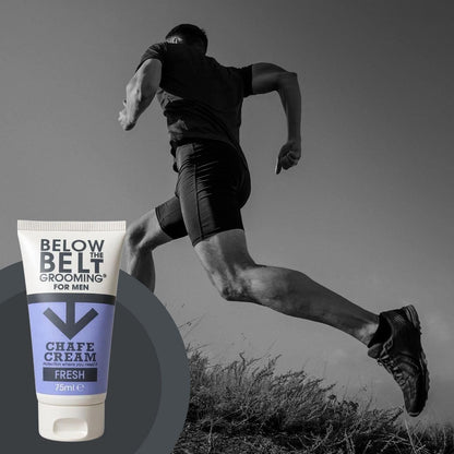 Below The Belt Men’s Anti Chafe Cream for Thighs &amp; Groin Fresh Scent 75ml | Men’s anti chafe cream for thighs &amp; groin, Long lasting protection against sweat, odour and friction. Daily comfort formula.