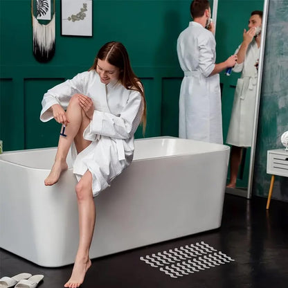 24 Pcs Non Slip Strip Stickers for Bath and Shower, Wa-ve Anti-Slip Strip with Scraper, Non Slip Bathtub Stickers for Stairs, Shower Room, Slippery Surfaces, Sauna, Kitchen (White)