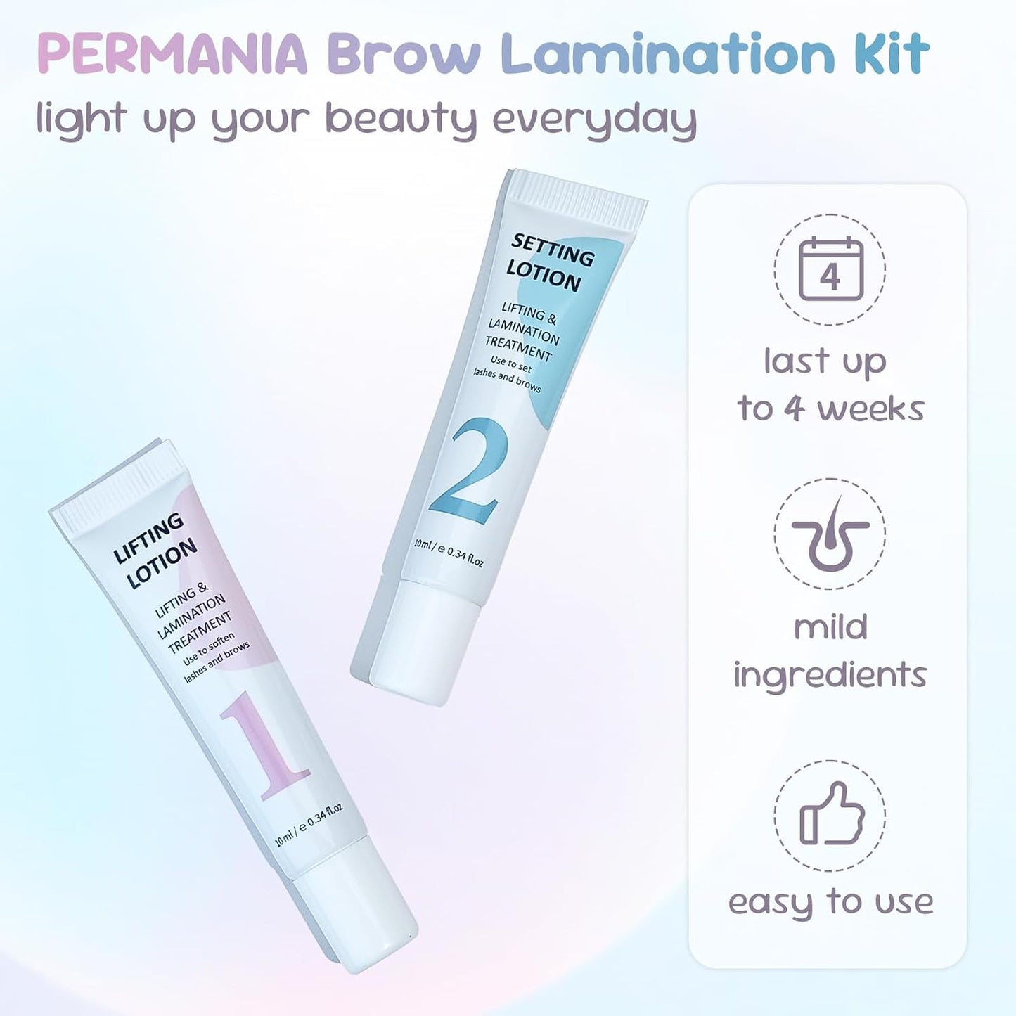 PERMANIA Brow Lamination Kit, New Upgraded Eyebrow Lamination Kit, Achieve Naturally Gorgeous Brows at Home, Gentle Ingredients | Easy to Use for Beginner and Salon (without ESSENCE)