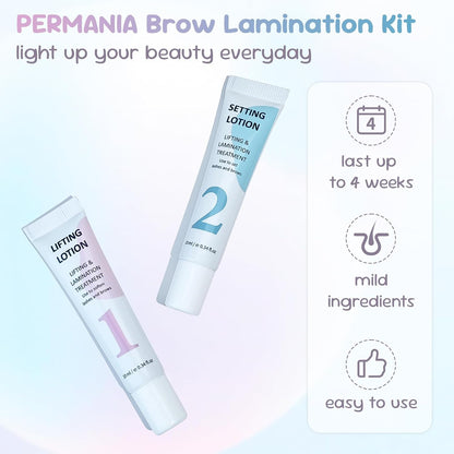 PERMANIA Brow Lamination Kit, New Upgraded Eyebrow Lamination Kit, Achieve Naturally Gorgeous Brows at Home, Gentle Ingredients | Easy to Use for Beginner and Salon (without ESSENCE)