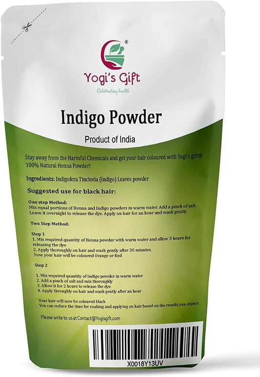 Yogi's Gift Indigo Powder for Hair | Ideal for Black and Dark Hair | Indigofera Tinctoria | Black Henna | 250 grams | 100% Pure &amp; Natural Hair color
