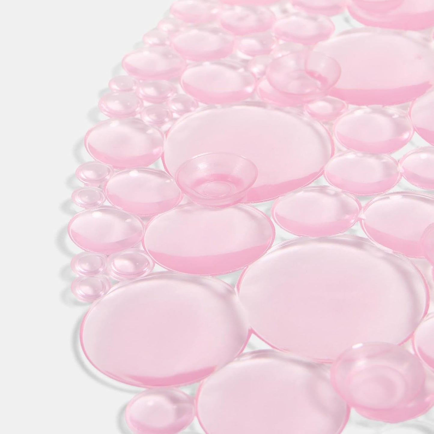 OHS Bath Mat Non Slip Anti Mould Pink, Long Shower Mat with Suction Cups Flexible Oval PVC Bathtub Mats Shower Mats for Inside Shower Bathtub Adults Elderly Kids - 70cm x 35cm