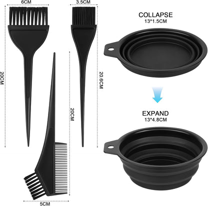 GAOHUI 4 Pcs Hair Coloring Brushes, Hair Dye Kit, Double Sided Hair Dying Brushes Tint Comb Set, DIY Salon Hair Dye Brush and Bowl Set with Hair Dying Mixing Bowl