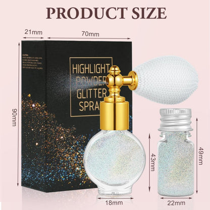 AOOWU Glitter Spray - Shiny Body &amp; Face Highlighter, Shimmer Sparkle Pearl Powder Makeup for Body, Hair, Clothing - Colorful Silver