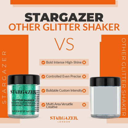 Stargazer Green Body Glitter Shaker - Fine Sparkle for Face, Body, Eyes, Hair &amp; Nails - Festival &amp; Party Makeup - Cruelty-Free