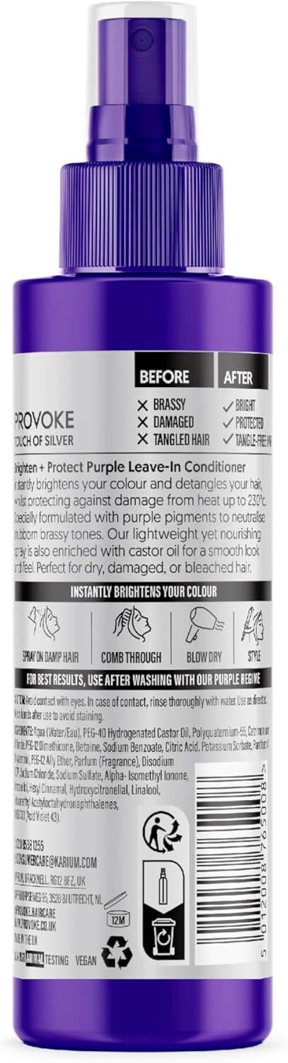 PROVOKE Touch Of Silver Leave-in Conditioner 150 ml, Protects Against Heat Damage and Split Ends