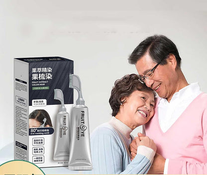 Fruit Essence Hair Dyeing Comb, Black Fruit Dyeing Cream, Plant Extract Hair Dye Essence, Hair Dye Cream With Comb (Black Brown)
