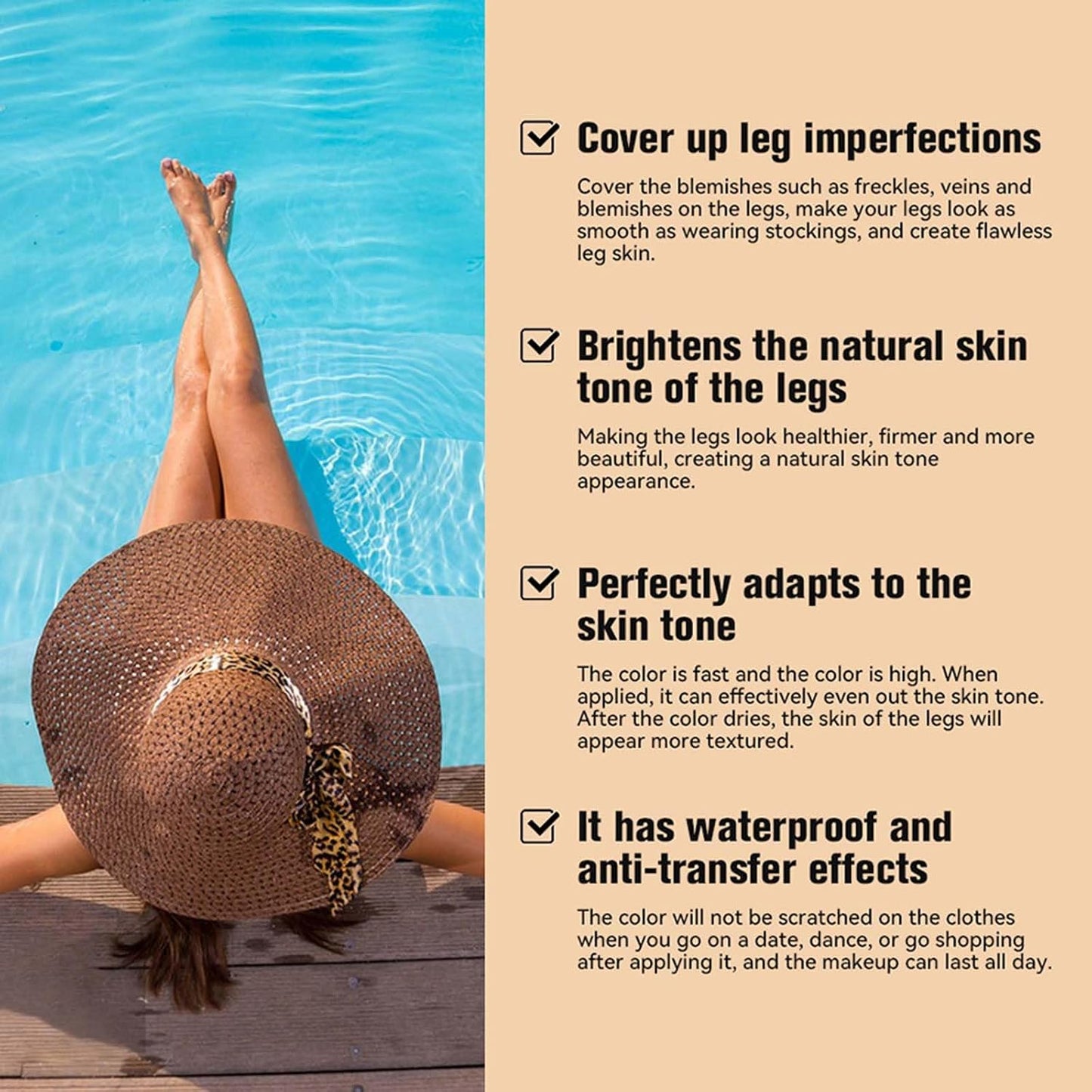 Leg Makeup Waterproof No Transfer, 100ml Waterproof Leg Makeup for Veins &amp; Scars, Full Coverage Body Concealer for Mature Skin, Long Lasting &amp; Smoo, Naturally Blends Skin, #03