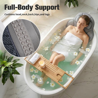 Full Body Bath Pillow for Bathtub, with Removable Lumbar Pillow, Tub Pillow for Neck, Waist, Hip Support, Pressure Relief, Ideal for Bathtub Soaking