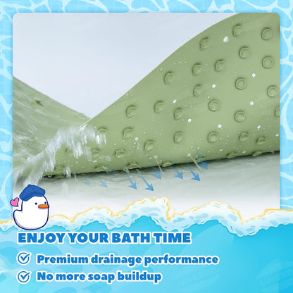 UNEEDE Non Slip Bath Mat for Kids, Frog-Shaped Bathtub Mat Non Slip Anti Mould, 76 x 45 cm, Rubber Bath Mats for Babies &amp; Children, Bath Mat for Bathtub with Strong Suction Cups, Machine Washable