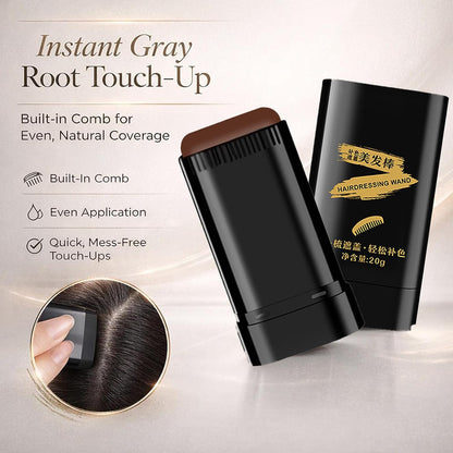 Instant Hair Colour Stick Dye Comb for Root Touch Up and Grey Hair Coverage, Portable Temporary Colour Pen with Built In Natural Toothed Comb, Long Lasting Waterproof Finish for Men and Women (Black)
