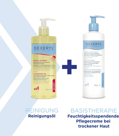 DEXERYL Cleansing Oil: for daily cleansing of body and face, for dry and eczema prone skin, 1 x 500 ml