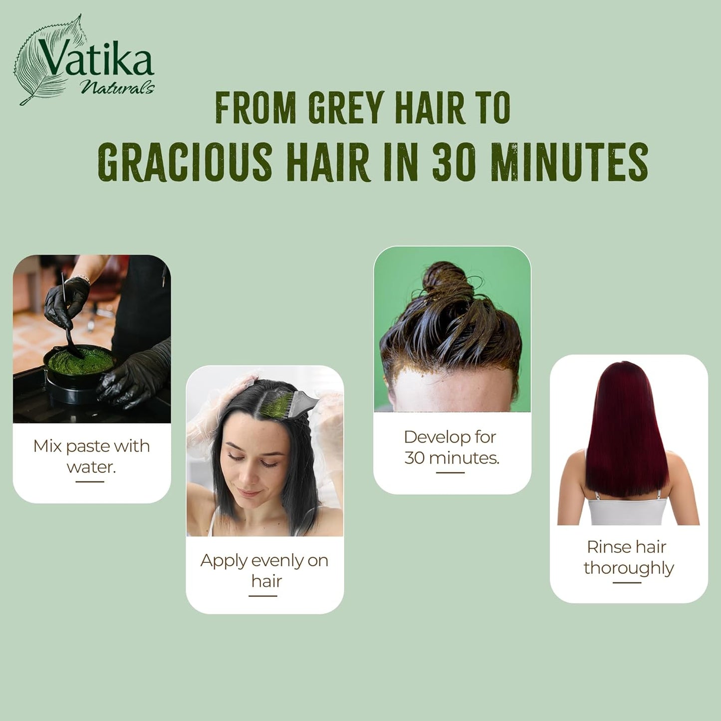 Vatika Naturals Henna Burgundy Hair Colours - 60g (6 x 10g Sachets),100% Ammonia Free, For Vibrant Color, Shine, &amp; Coverage (Packaging May Vary)