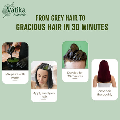 Vatika Naturals Henna Burgundy Hair Colours - 60g (6 x 10g Sachets),100% Ammonia Free, For Vibrant Color, Shine, &amp; Coverage (Packaging May Vary)