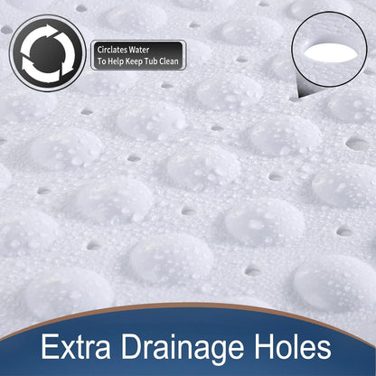 Yimobra Bath Mat 100 x 40 cm, Extra Long Non-Slip Shower Mats with Drain Holes and Suction Cups, Machine Washable, Bathtub Mats Ideal for Elderly &amp; Children, Soft on Feet, White