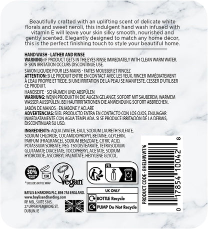 Baylis &amp; Harding Elements White Tea &amp; Neroli Hand Wash, 500 ml (Pack of 3) - Vegan Friendly