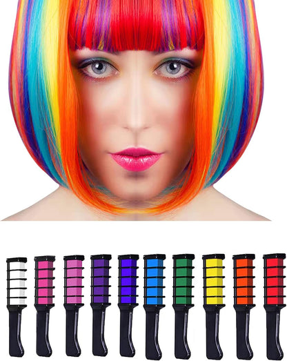 Hair Color Hair Chalk Dye Kit for Kids, Washable Non-Toxic Hair Dye for 3 4 5 6 7 8 9 10 Year Old, 10 Color Halloween, Party, Cosplay, Christmas, Birthday Girls Gift