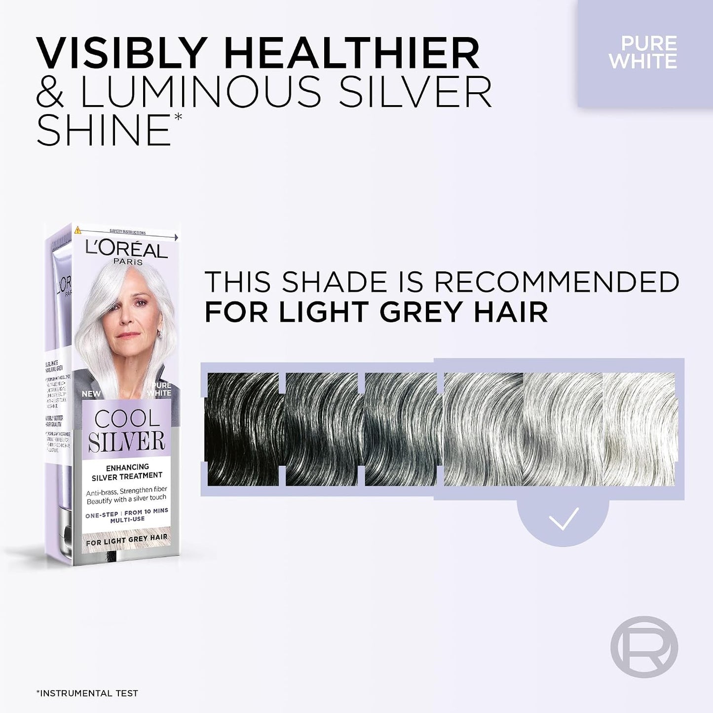 L'Oréal Paris Hair Dye, Permanent Hair Color Cool Silver Pure White, Excellence Universal Nudes, No Ammonia Home Hair Colour with Hyaluronic Acid &amp; Micro-Keratin, Up to 100% Grey Coverage