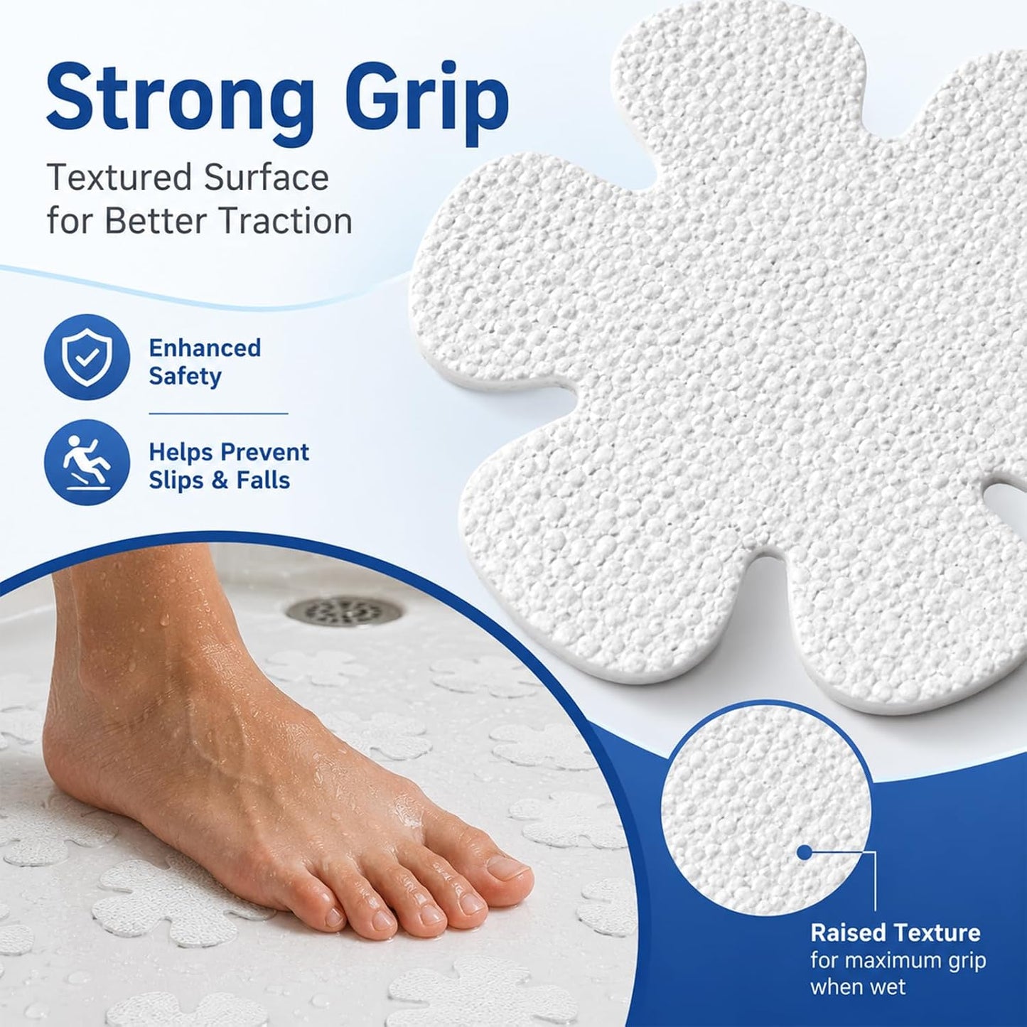 24Pcs Flower Non Slip Bath Stickers, Transparent Anti Skid Strips, Self-Adhesive Bathroom Stickers for Shower