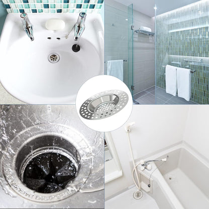 2 PCS Stainless Steel Kitchen Sink Strainer Plug, Sink Sieve Shower Drain Cover Plug Hole Sink Tub Strainer, 77mm Standard Strainer Drain Protector Hair/Food Catcher for Bathroom,Kitchen,Shower