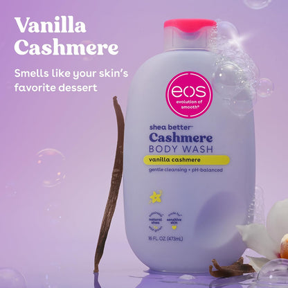 eos Shea Better Cashmere Vanilla, Moisturizing and Nourishing Body Wash with pH-Balanced Cream Gel Formula, Free from Parabens and Phthalates, Sensitive Skin, 400 ml