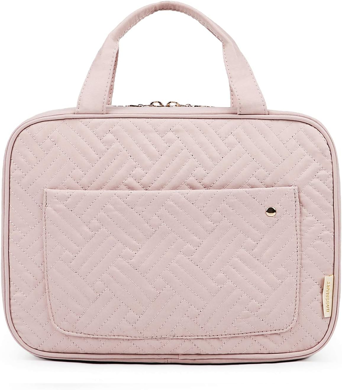BAGSMART Hanging Toiletry Bag Travel Large Capacity Wash Bag Womens Makeup Cosmetic Bag, Travel Accessories for Full Sized Container (Medium-Pink)