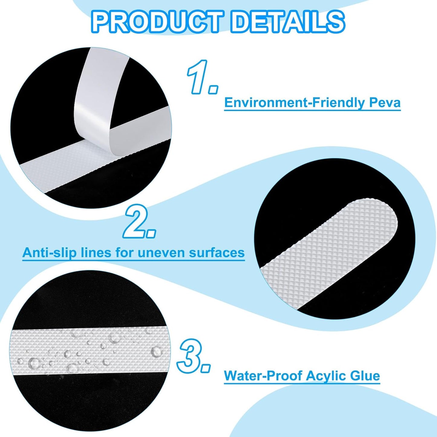 PATIKIL Bathtub Non Slip Stickers 14.96x0.79 Inch, 6 Pack Safety Shower Floor Anti Slip Stickers with Adhesive Decals Scraper for Bath Tub Shower Floor Stair, White