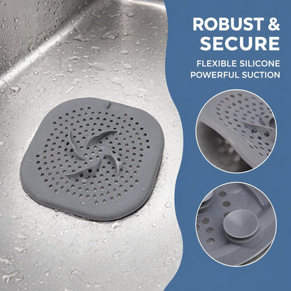 Silicone Shower Drain Cover Hair Catcher with Suction Cups, 4 Pcs Sink Strainer Drain Protector for Bathroom Bathtub Kitchen, Anti-Clogging Bath Plug Hair Trap