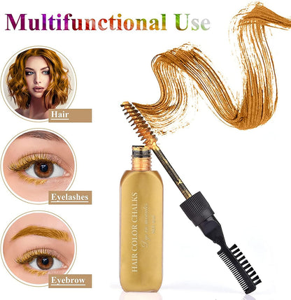 Hair Chalks for Colour Dyeing, 8 Coloured Hair Dye Temporary, Eight Washable Hair Dye Colours for Men and Women, Also Suitable for Eyelashes Eyebrow (15ml per Bottle)