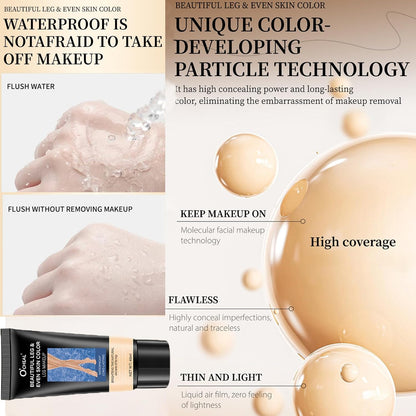 2 PCS Leg and Body Makeup Foundation, Body Coverage Tattoo Concealer, Waterproof Leg &amp; Body Tattoo Scar Cover up, Covers Varicose Veins for All Skin Tones (B, M)