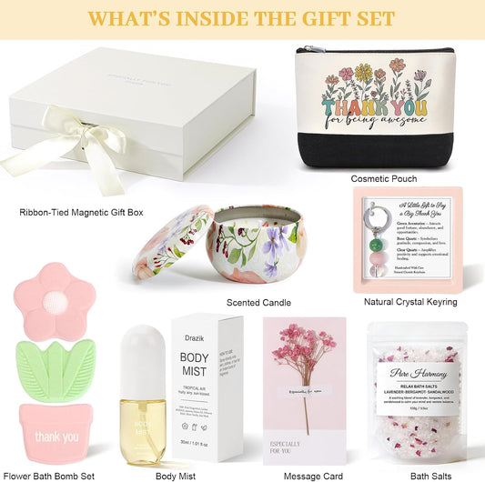 Thank You Gifts for Women, Pamper Gift Box for Her, Appreciation Present, Self Care Spa Bath Set, Relaxation Hamper, Thank You Ideas for Teacher, Coworker, Friend, Nurse, Mum or Sister