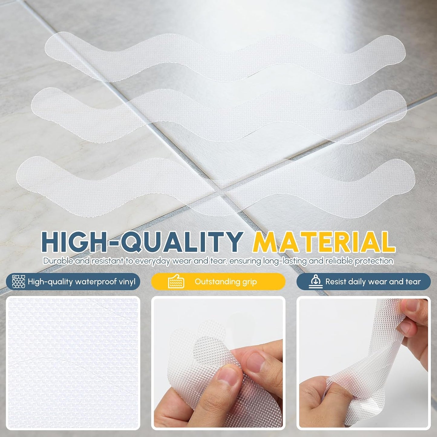 36 Pcs Non Slip Bath Stickers, Non Slip Shower Stickers Transparent Self-Adhesive, Anti Slip Bath Stickers for Tub, Stairs, Room, Slippery Surfaces(20mm * 200mm)