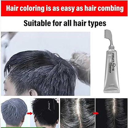 Fruit Essence Hair Dyeing Comb, Black Fruit Dyeing Cream, Plant Extract Hair Dye Essence, Hair Dye Cream With Comb (Black Brown)