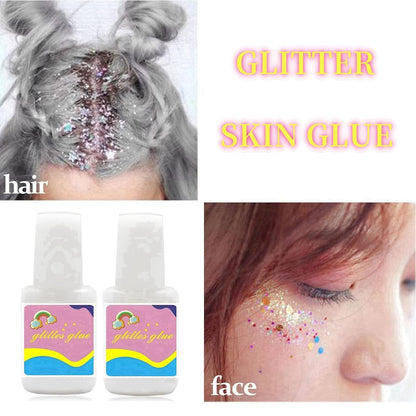 2pcs Body Glitter Glue - Long Lasting Face &amp; Body Glue For Festivals, Cosplay &amp; Beach Parties