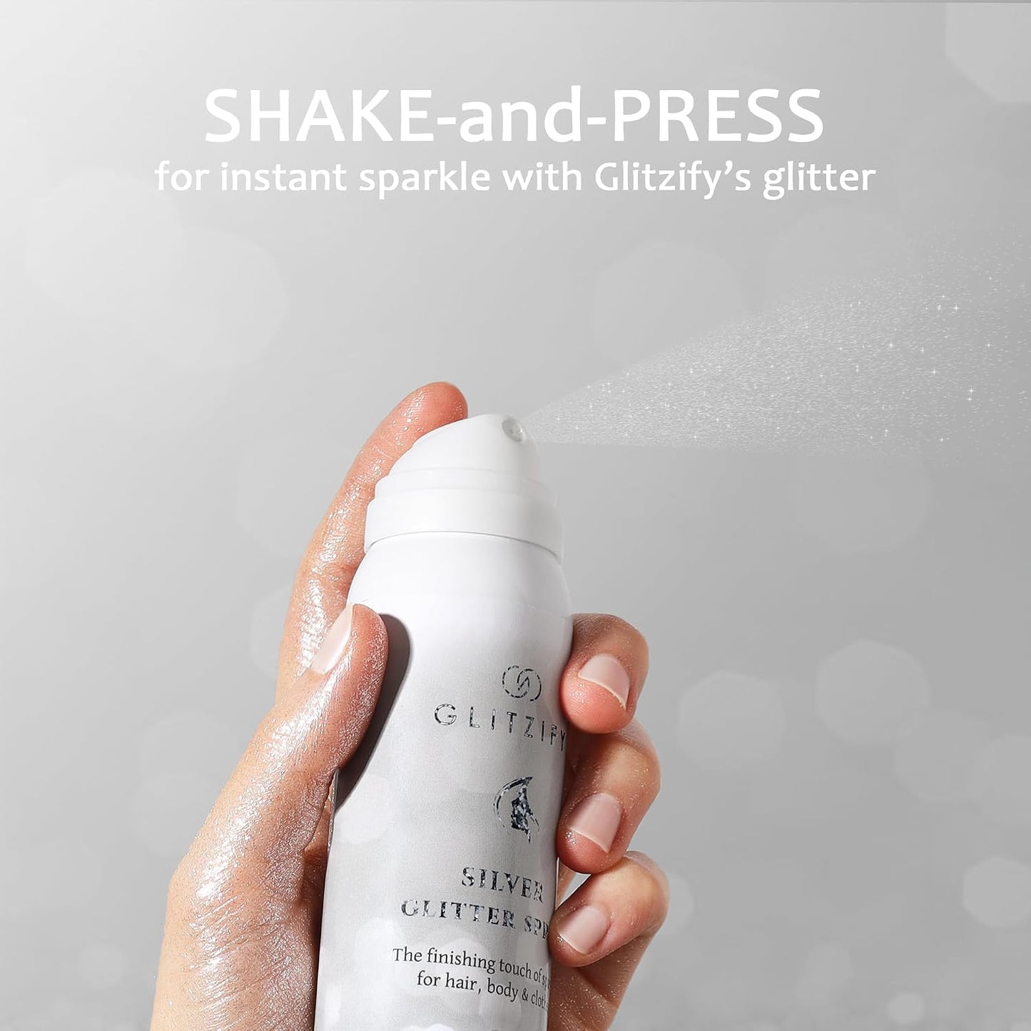 Silver Body Glitter Spray for Hair &amp; Clothes - Eco-Friendly Festival Shimmer, Quick-Dry Washable Fragrance-Free, 140ml Sustainable Shine